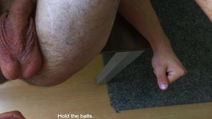 attractive lad with bushy legs getting covered in recent cum