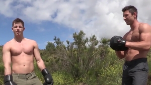 SeanCody: Brown hair Dean gagging outdoors