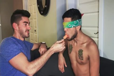 Blindfolded Roommate acquires ramrod To Distract Him