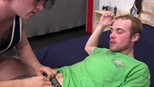 AlternaDudes: Deepthroat in company with inked straight dude